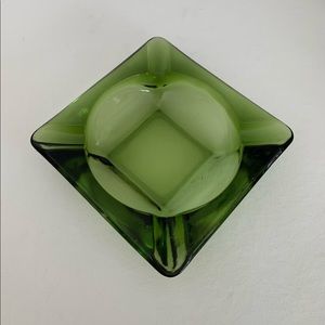 MCM Green Glass Ashtray/Trinket Dish